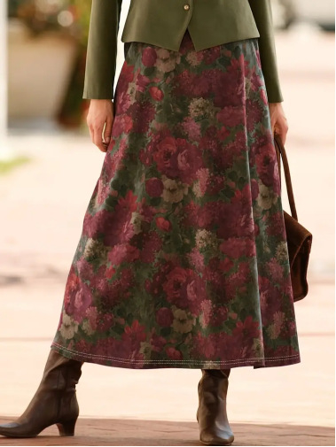 TEMU Eksplozivna nova retro umjetnička cvjetna suknja A-kroja sa stepenastim strukom