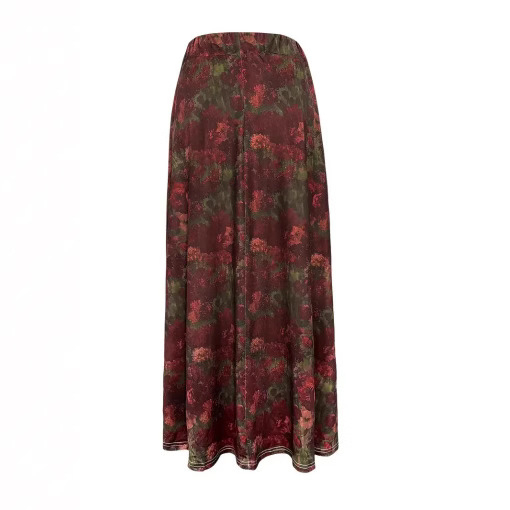 TEMU sprogstamasis naujas retro meniškas gėlėtas laiptuoto juosmens A formos sijonas