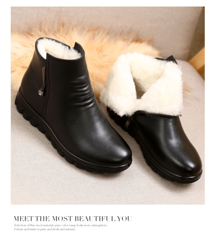 21-es őszi és téli új női rövid csizma alacsony sarkú csúszásgátló talpú anya pamut cipő hótaposó csizma lapos talpú rövid csizma nagy LTS972