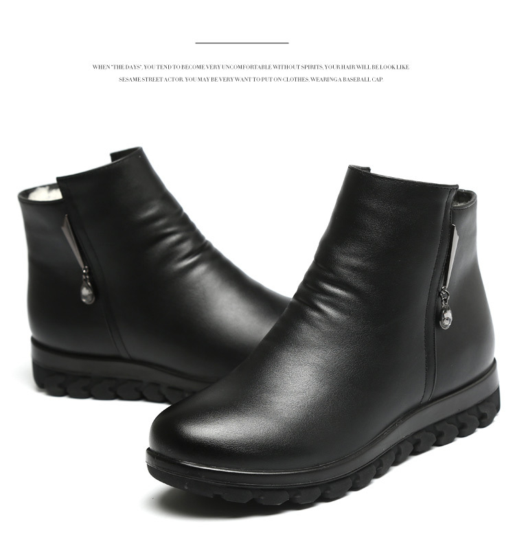 21-es őszi és téli új női rövid csizma alacsony sarkú csúszásgátló talpú anya pamut cipő hótaposó csizma lapos talpú rövid csizma nagy LTS972