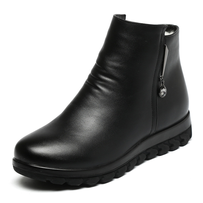 21-es őszi és téli új női rövid csizma alacsony sarkú csúszásgátló talpú anya pamut cipő hótaposó csizma lapos talpú rövid csizma nagy LTS972