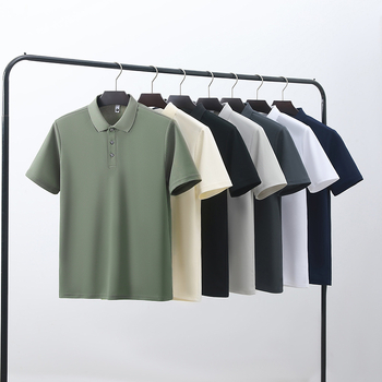 Vīriešu daudzkrāsains T-krekls, vasaras vienkāršs, pieguļošs, Lassel Ice Silk īsroku vīriešu un sieviešu polo krekls, moderns, moderns tops