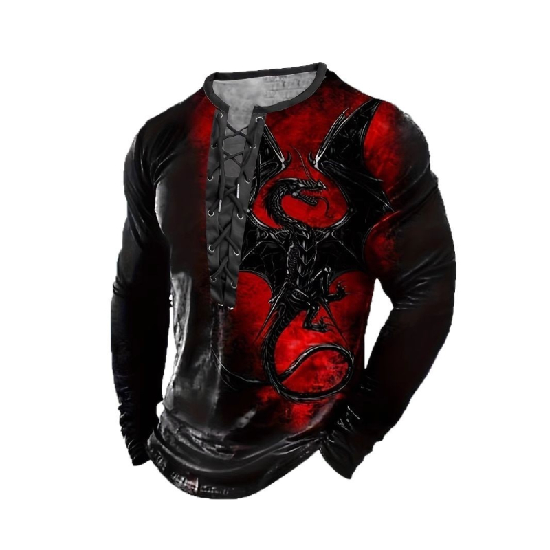 Vīriešu vasaras un rudens 3D digitālās drukas sporta krekls ar garām piedurknēm un sešu caurumu aukliņu, moderns apdruka ārējai tirdzniecībai un pārrobežu Amazon pārdošanai