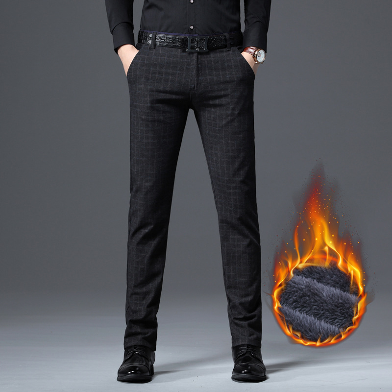 Sügis-talvised paksud vabaajapüksid meestele, fliisvoodriga soojad, sirged, kitsa lõikega meeste Korea stiilis ärilised pikad püksid, meeste koorimisriided, trendikad
