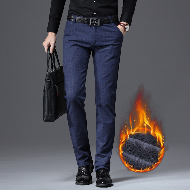 Sügis-talvised paksud vabaajapüksid meestele, fliisvoodriga soojad, sirged, kitsa lõikega meeste Korea stiilis ärilised pikad püksid, meeste koorimisriided, trendikad