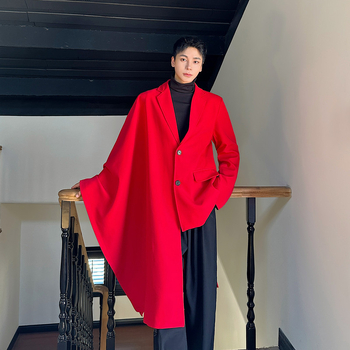 Nišinio dizaino apsiausto stiliaus madingas tamsaus stiliaus asimetriškas kostiumo viršus A452--6506--0145