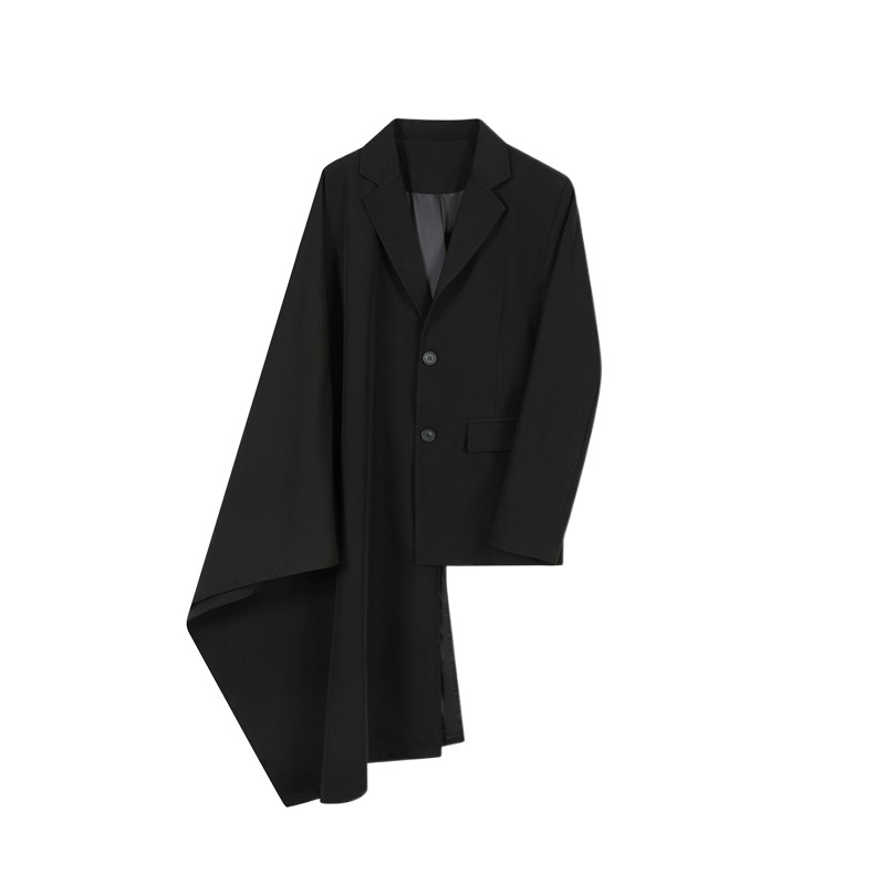 Nišinio dizaino apsiausto stiliaus madingas tamsaus stiliaus asimetriškas kostiumo viršus A452--6506--0145