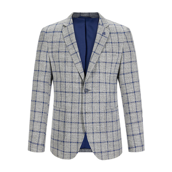 Мъжки есенен мъжки костюм с плоска реверна яка с марка, модерен кариран ежедневен бизнес костюм в западен стил, 101