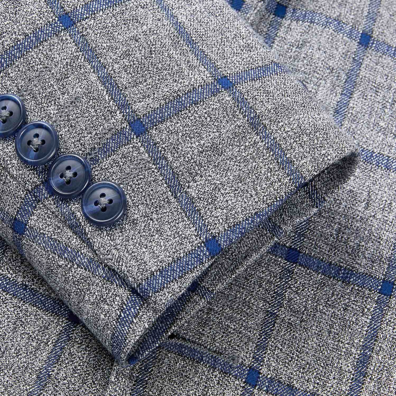 Firminio kirpimo vyriškas rudens vyriškas plokščia apykakle, madingas languotas dalykinis laisvalaikio vienspalvis vesterno kostiumas 101