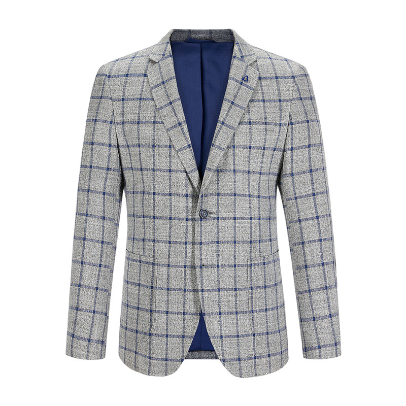 Firminio kirpimo vyriškas rudens vyriškas plokščia apykakle, madingas languotas dalykinis laisvalaikio vienspalvis vesterno kostiumas 101