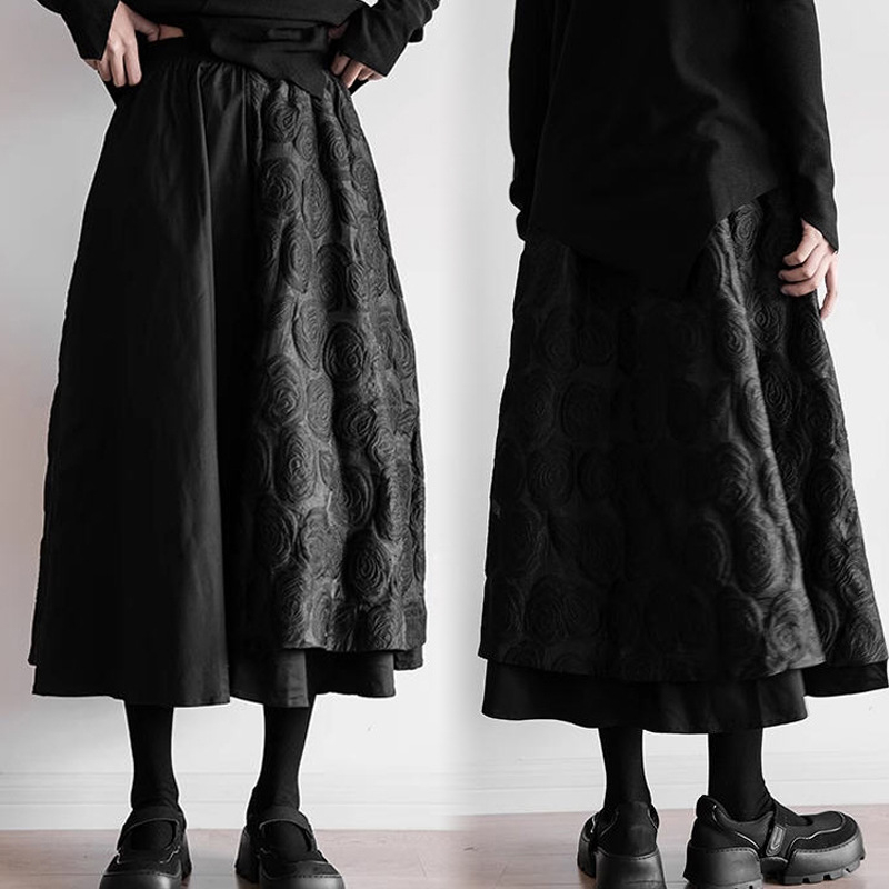 Plus size pufók lány szoknya Női 2024 tavaszi/nyári új koreai niche dizájn laza plus size varrásos nagy szoknya