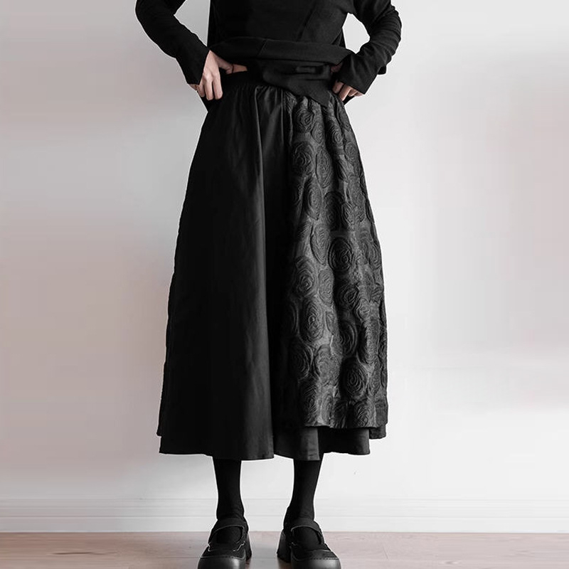 Plus size pufók lány szoknya Női 2024 tavaszi/nyári új koreai niche dizájn laza plus size varrásos nagy szoknya