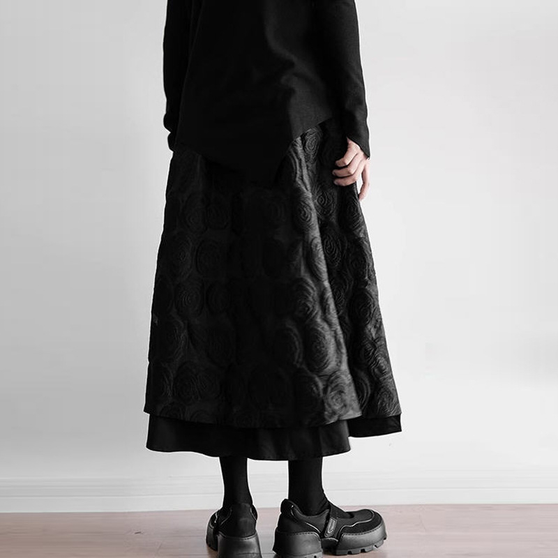 Plus size pufók lány szoknya Női 2024 tavaszi/nyári új koreai niche dizájn laza plus size varrásos nagy szoknya