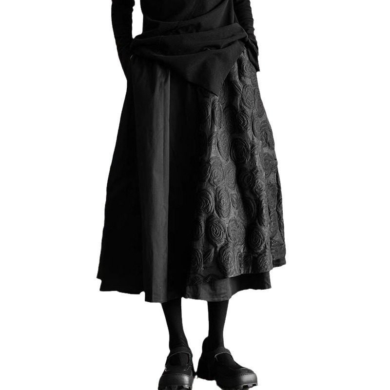 Plus size pufók lány szoknya Női 2024 tavaszi/nyári új koreai niche dizájn laza plus size varrásos nagy szoknya