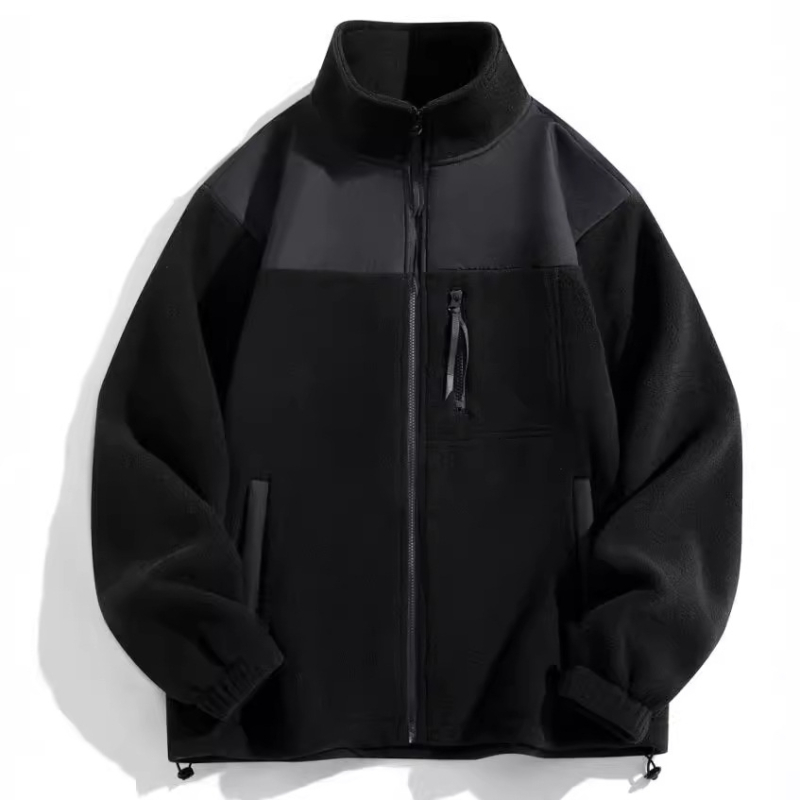 Нов есенен жилетка с едноцветен суитшърт, публична версия, цветно блокиране, 350 г, двойно четкана, двойно плетена, стил за двойки, национален модерен стил