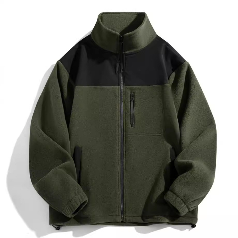 Нов есенен жилетка с едноцветен суитшърт, публична версия, цветно блокиране, 350 г, двойно четкана, двойно плетена, стил за двойки, национален модерен стил