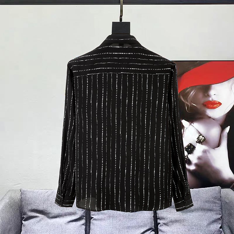 2025-ös fekete, új, csíkos, divatos, lezser, mindenhez illő, jóképű, divatos hosszú ujjú ing