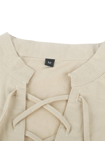 2024. gada jauns, garām piedurknēm paredzēts kokvilnas lina krekls ar atvērtu krūšu daļu, vīriešu polo krekls