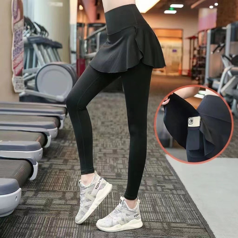 plus size hamis kétrészes jóga szoknya magas derekú sport fitnesz szoknya női laza, gyorsan száradó, csípőt takaró futónadrág ősszel és télen