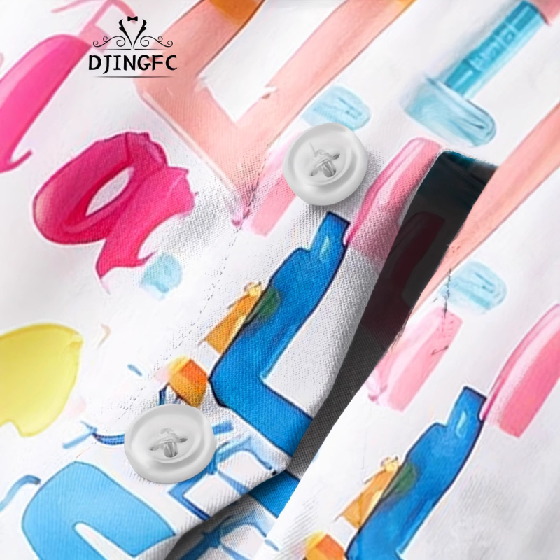 2025-ös Cross Border tavaszi új férfi rövid ujjú ing graffiti mintával, betűmintával