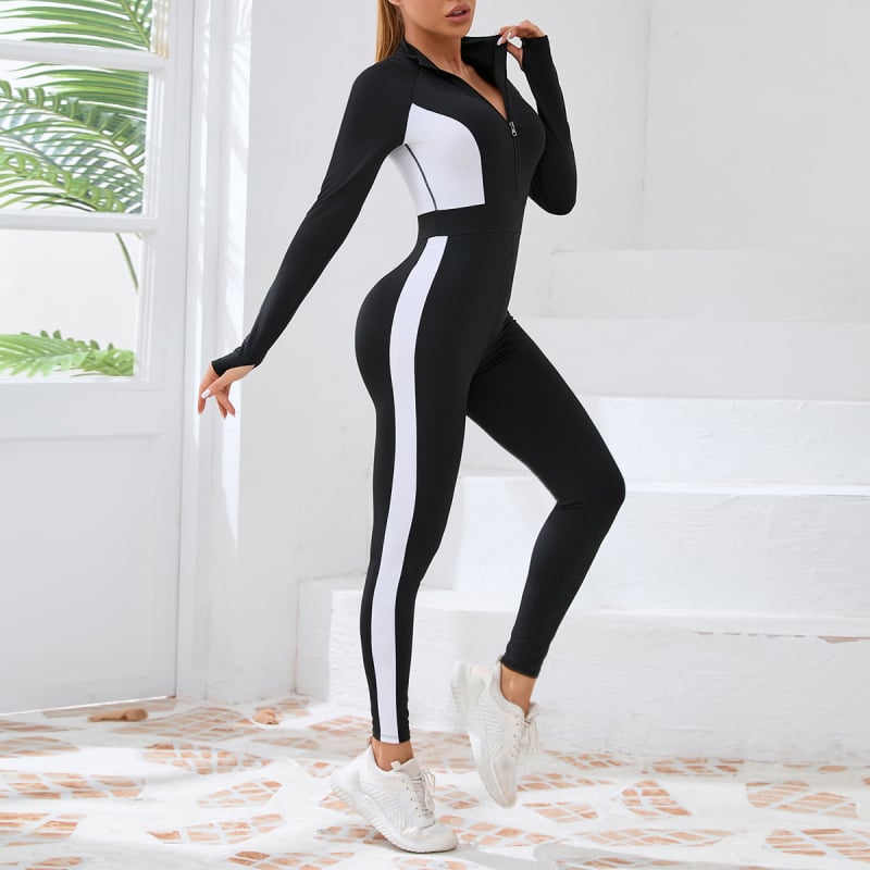 Costum sport european și american de iarnă, strâmt, cu mâneci lungi, slăbire, uscare rapidă, îmbrăcăminte de fitness în aer liber, costum de yoga pentru femei