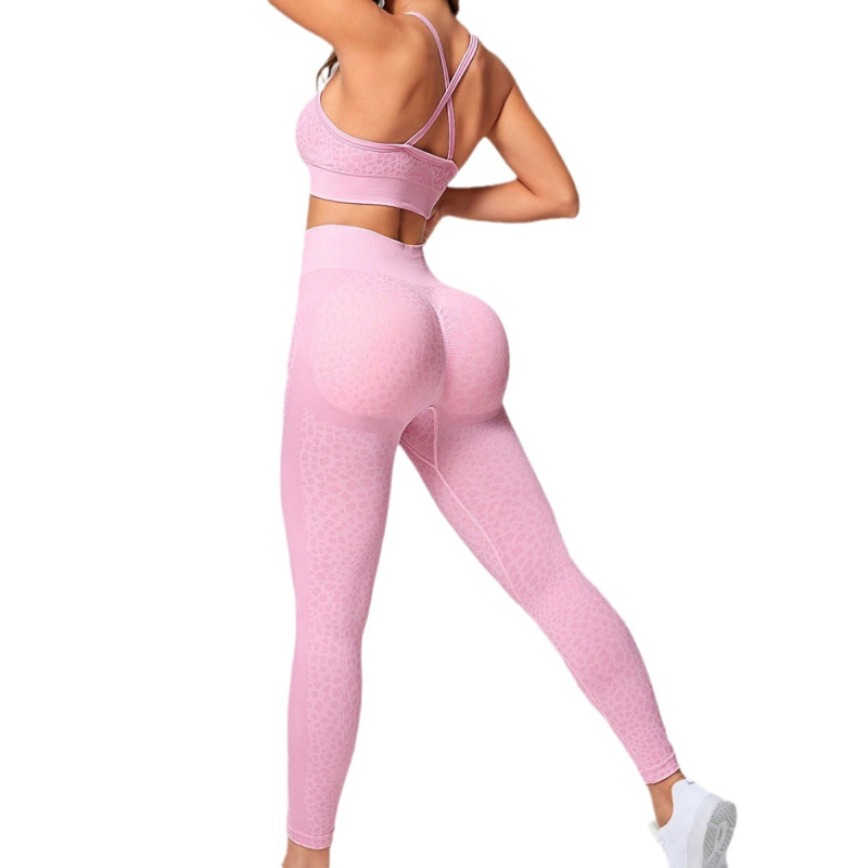 Leoparditrükiga fitness-kostüüm, joogariietus, spordirinnahoidja, hingav ja puusa tõstev