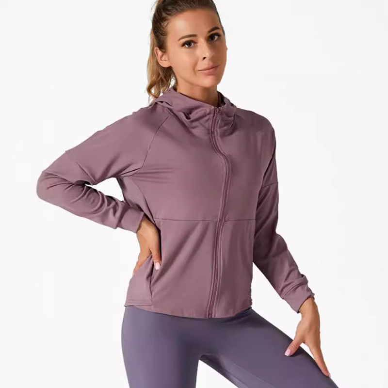 Toamna și iarna sporturi în aer liber top buzunare largi yoga îmbrăcăminte fitness uscare rapidă cu glugă cardigan fermoar sport exterior
