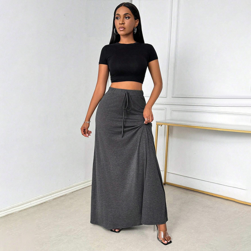 Független Állomás Külkereskedelmi Határokon Átnyúló Női Divat Egyszerű Szoknya Őszi és Téli Magas Derekú Lefolyó, Minden Méretű, Bokáig Érő Hosszú Szoknya