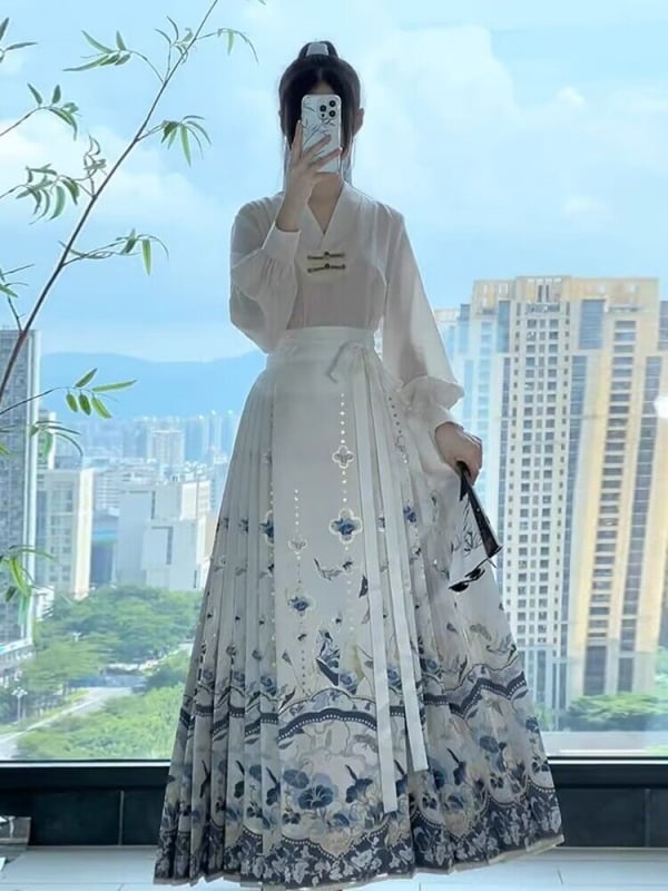 Caoxian Hanfu дамска риза с ръкав за възрастни, китайски стил Хан елемент, пола, дамски костюм, есен 2023 г.