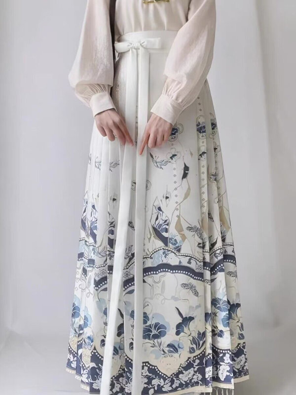 Caoxian Hanfu naiste 2023. aasta uus täiskasvanute lennukivarrukatega särk, Hiina stiilis Han-elemendiga vest, seelik, naiste ülikond, sügisene