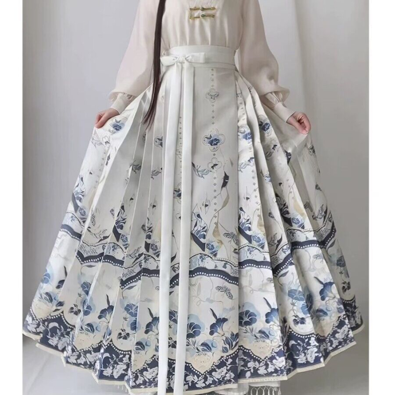 Caoxian Hanfu naiste 2023. aasta uus täiskasvanute lennukivarrukatega särk, Hiina stiilis Han-elemendiga vest, seelik, naiste ülikond, sügisene