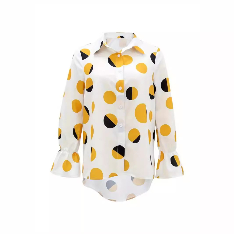 Raktáron lévő európai és amerikai határokon átnyúló 2024 Amazon Független Állomás pöttyös hosszú ujjú mintás ingfelső