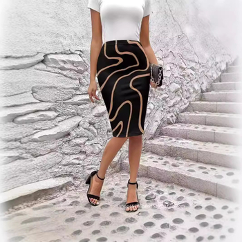 2024 Europa i Sjedinjene Države prekogranična Amazon vanjska trgovina plus size printana retro suknja ženska modna visoka struka bok polusuknja