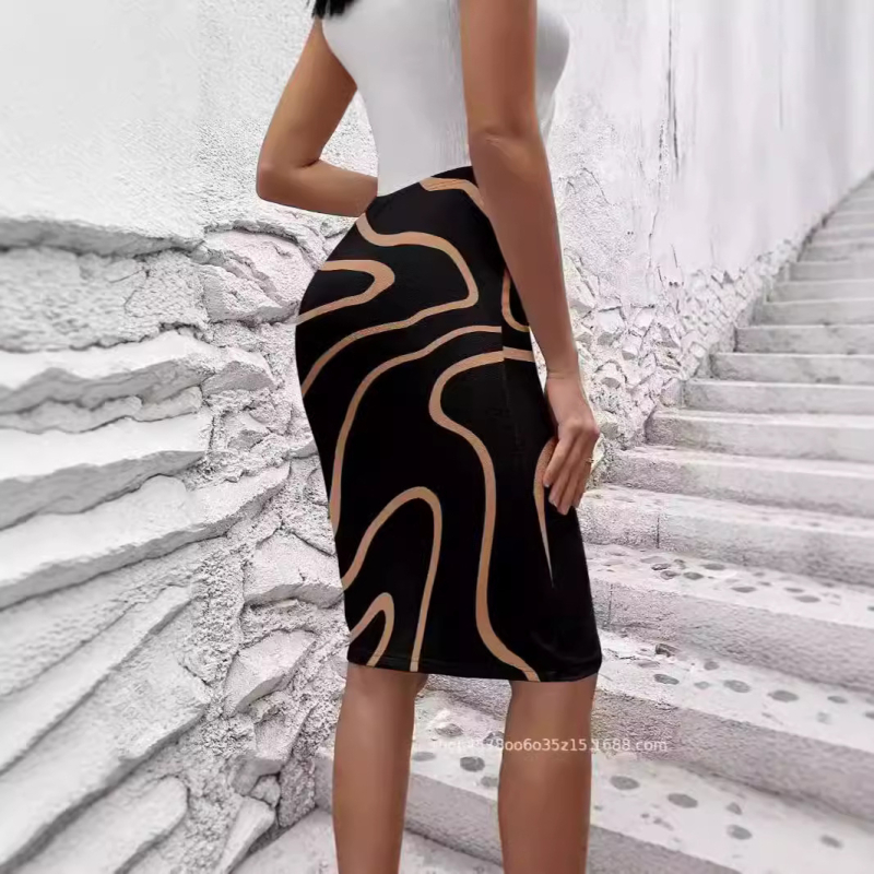 2024 Europa i Sjedinjene Države prekogranična Amazon vanjska trgovina plus size printana retro suknja ženska modna visoka struka bok polusuknja