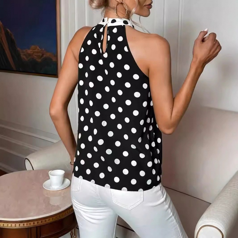 2024-es európai és amerikai, határokon átnyúló, divatos, pöttyös, pántnélküli, alkalmi, divatos, pöttyös, váll nélküli ing