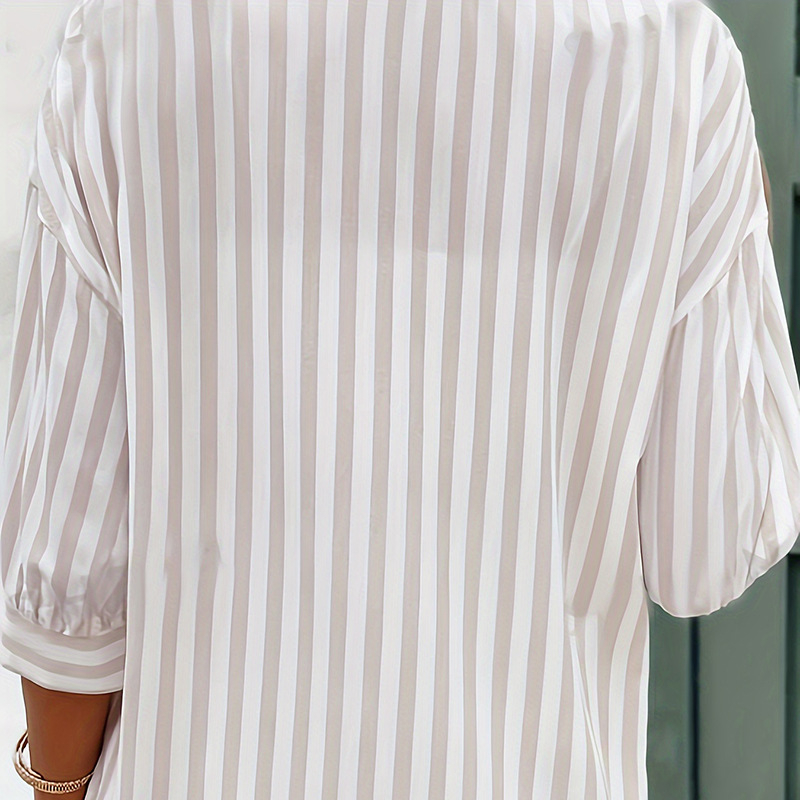 Rózsaszín-fehér függőleges csíkos ing Női 2024 tavaszi és nyári új európai stílusú western stílusú rövid ujjú ing Hétköznapi tengerparti napvédő ing