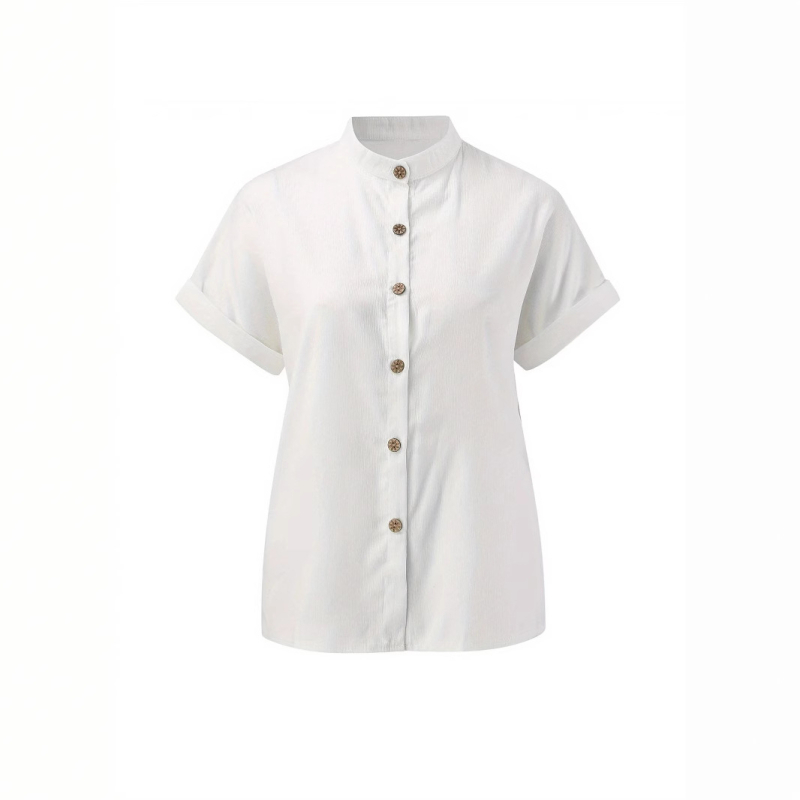 Határokon átnyúló Amazon Európa és Amerika női ruházat exkluzív divat női hétköznapi ing tiszta színű gombos rövid ujjú blúz