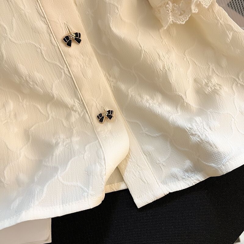 Pletena ženska bluza s kratkim rukavima, ljetni novi dizajn, smisao za mali javni šifon, slatki izvrstan francuski stil s mjehurićastim rukavima