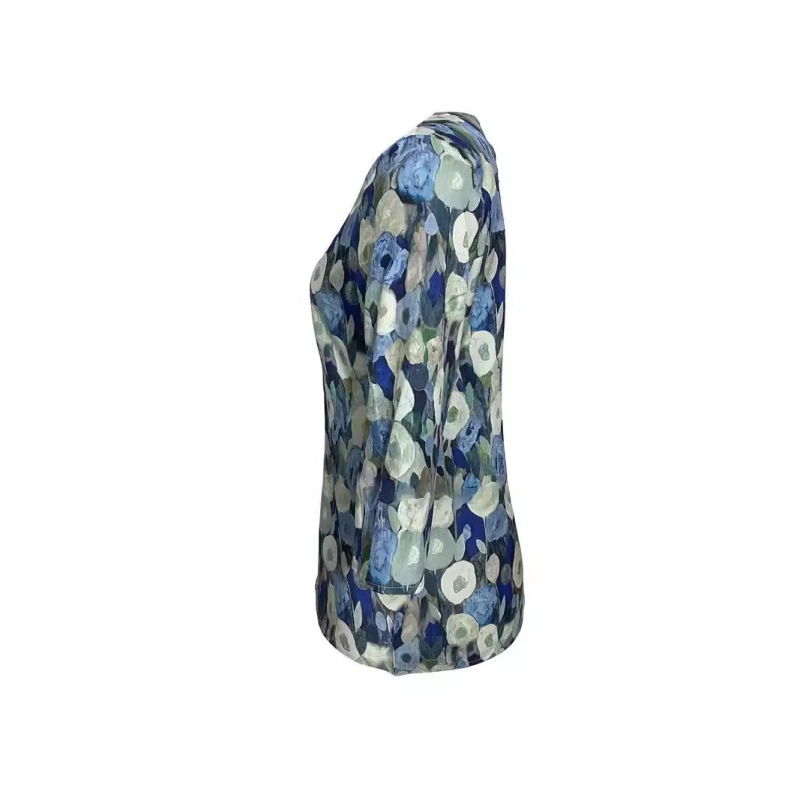 Népszerű, 3D digitális nyomtatású, közvetlen nagykereskedelemben kapható, női V-nyakú, Joker vállú, hétpontos ujjú, bő pulóver felső.