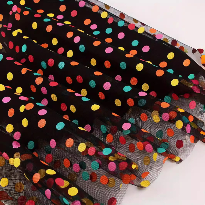 Hálós szoknya őszi színű, hullámos, pöttyös, A-vonalú szoknya, hosszú, rugalmas derekú, tündérszínű, háromrétegű esernyőszoknya, nagykereskedés