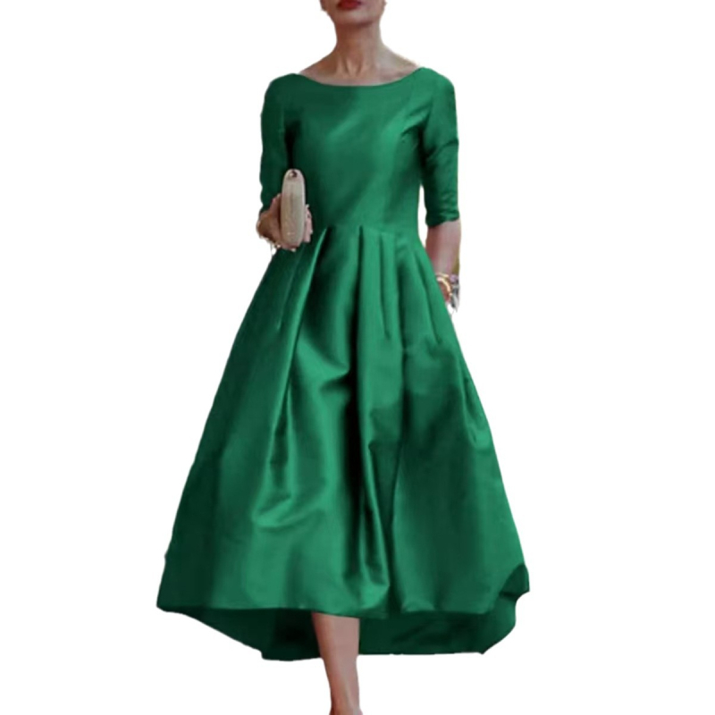 Europska večernja haljina 2025. Nova tutu suknja, zelena, kratkih rukava, A-kroja, kostim za nastup, koncertna solo haljina