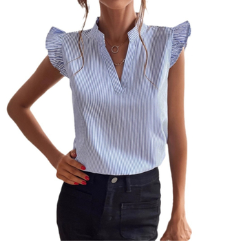Amazon wish Γυναικείο Ριγέ Μπλούζα με V-Neck για Ευρωπαϊκές και Αμερικανικές Διασυνοριακές Γραμμές