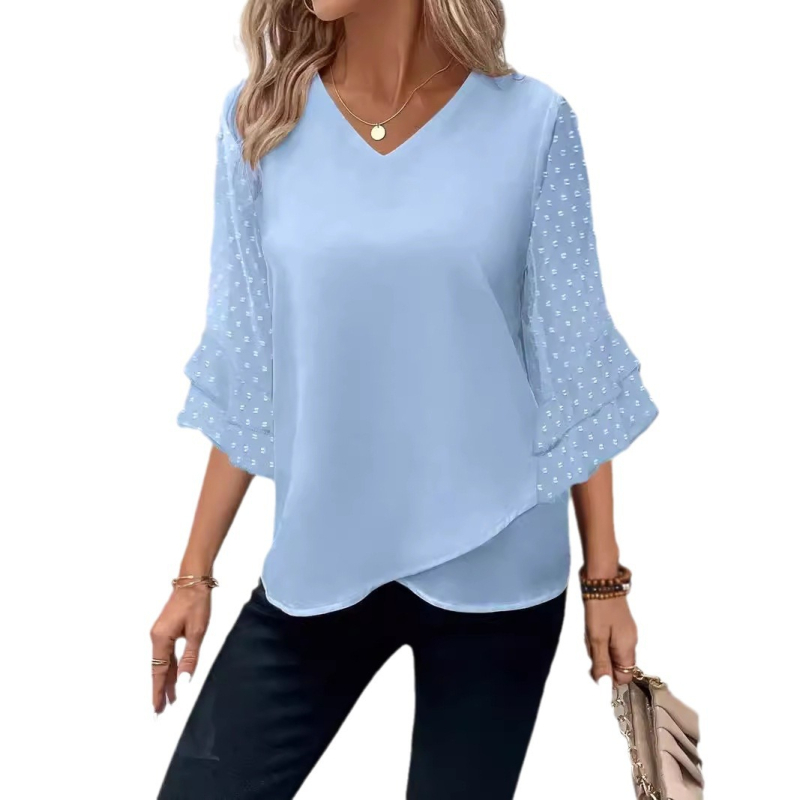 2024 Amazon Európa és az Egyesült Államok külkereskedelmi határokon átnyúló női új temperamentumos divatos egyszínű sifon vékony kendő ujjú hosszú ujjú