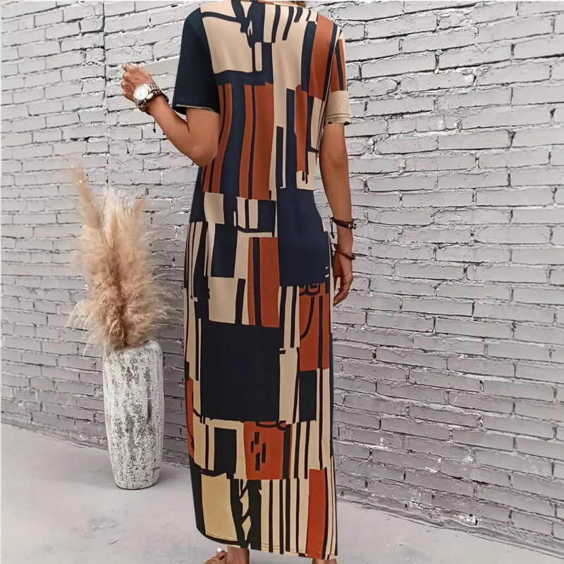 Nova prekogranična ekskluzivna haljina s V-izrezom preko cijelog tijela, ljetna ležerna haljina kratkih rukava i dugih haljina za žensku odjeću iz 2025.