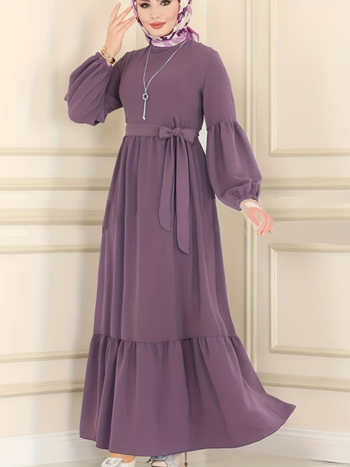 [Határokon átnyúló női ruházat] Iszlám karcsú női köntös 2023 őszi és téli új, laza derekú temperamentumos ruha