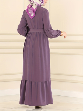 [Határokon átnyúló női ruházat] Iszlám karcsú női köntös 2023 őszi és téli új, laza derekú temperamentumos ruha