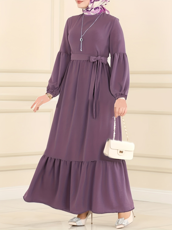 [Határokon átnyúló női ruházat] Iszlám karcsú női köntös 2023 őszi és téli új, laza derekú temperamentumos ruha