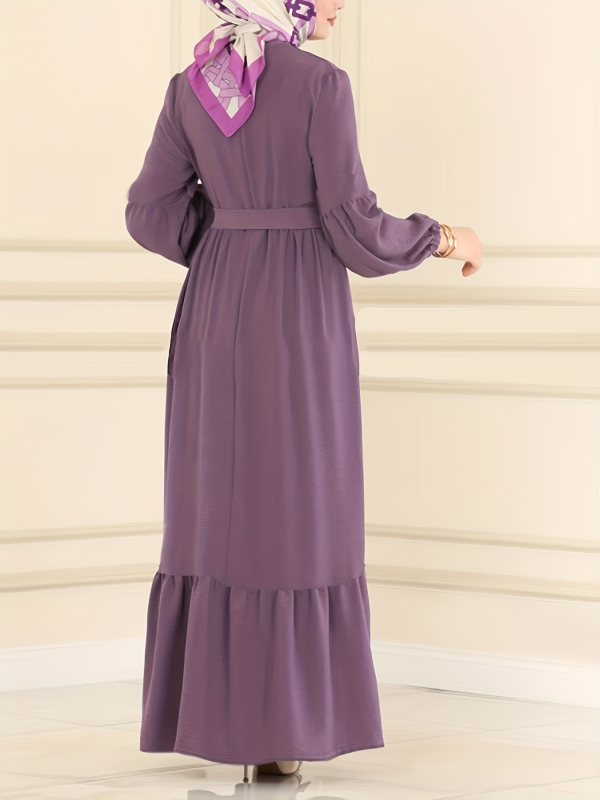 [Határokon átnyúló női ruházat] Iszlám karcsú női köntös 2023 őszi és téli új, laza derekú temperamentumos ruha