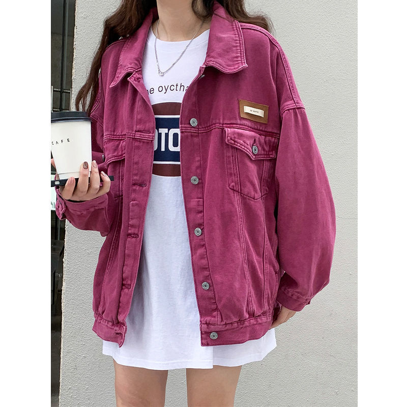 Jachetă din denim roz, de înaltă calitate, dulce și cool, pentru femei, la începutul primăverii 2024, design nou de toamnă, de nișă, lejeră, la modă