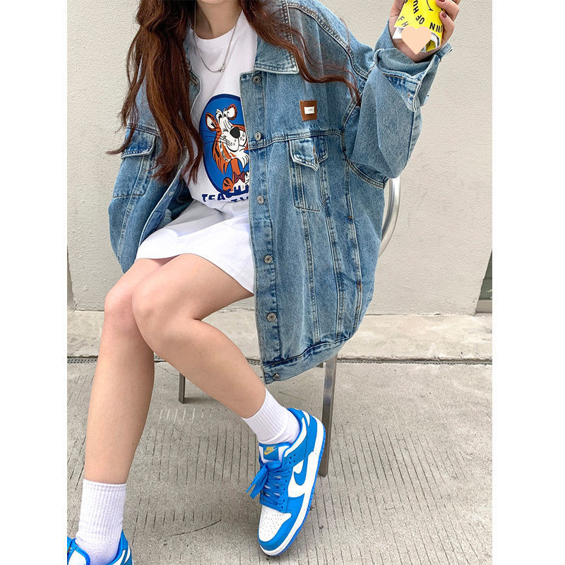 Jachetă din denim roz, de înaltă calitate, dulce și cool, pentru femei, la începutul primăverii 2024, design nou de toamnă, de nișă, lejeră, la modă